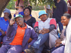 Women involved in a small-scale farming enterprise, vulnerable to extreme weather